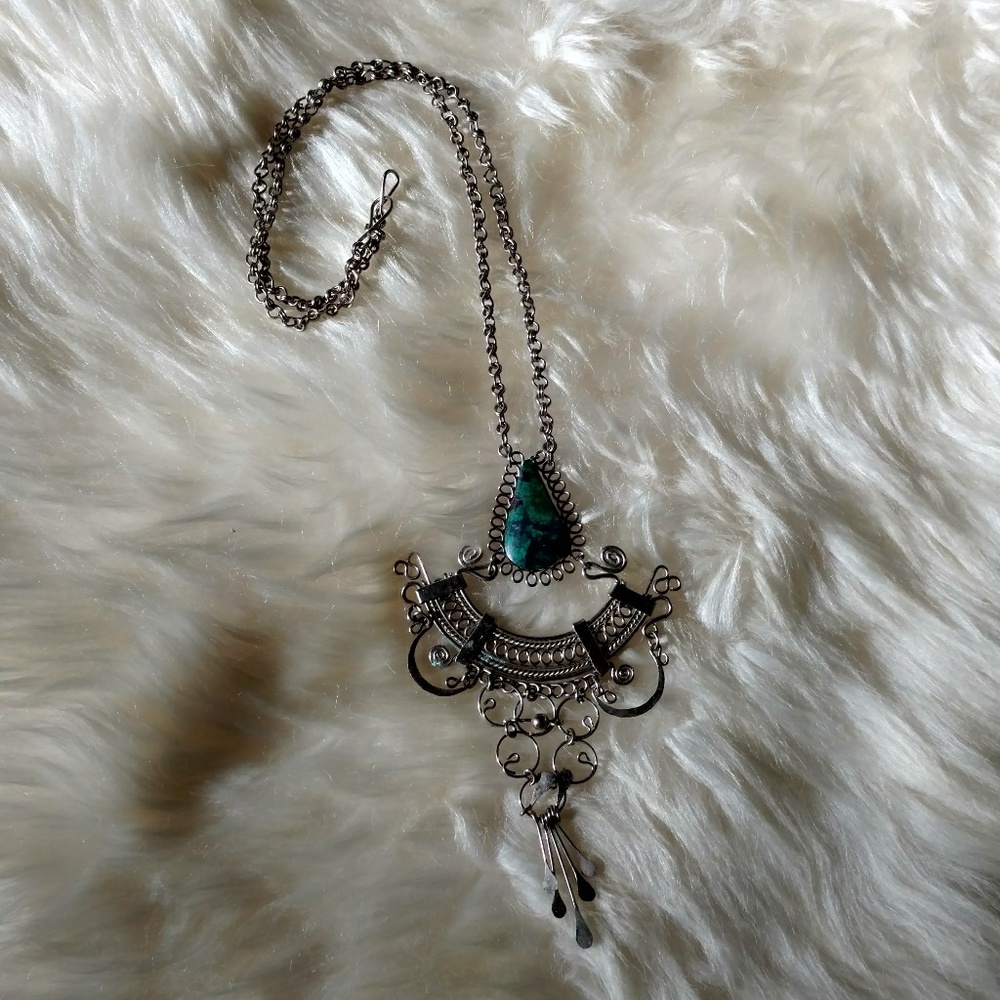 Tibetan turquoise and silver necklace